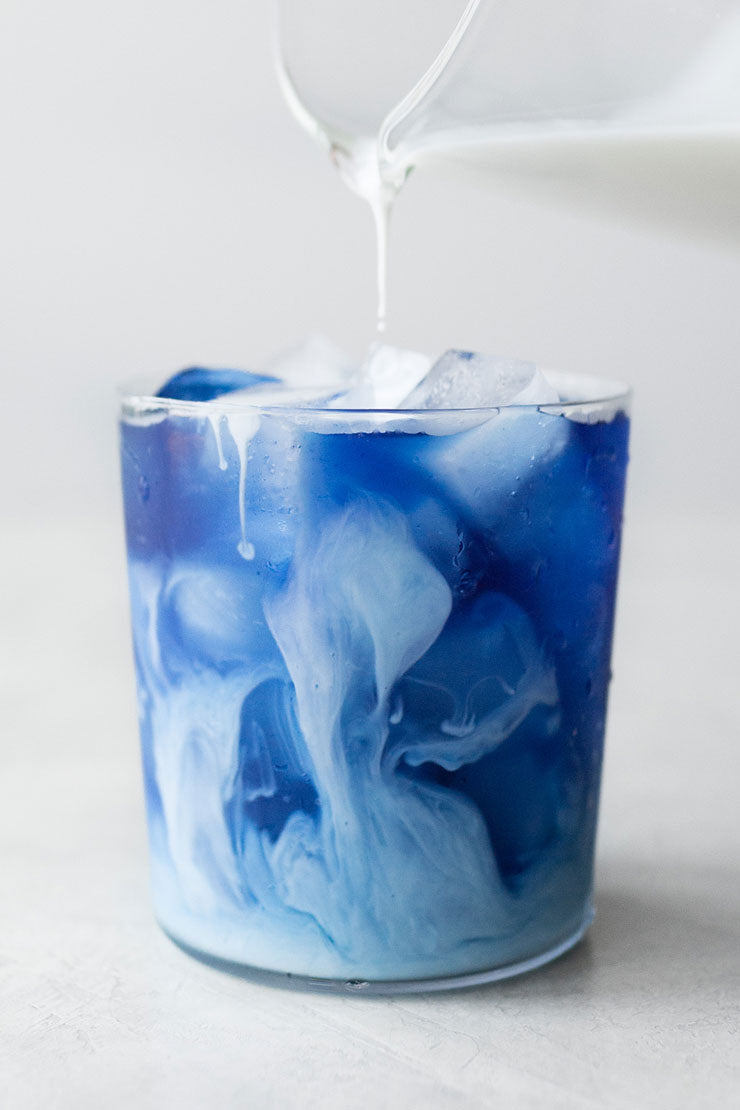 ICED BUTTERFLY PEA FLOWER TEA LATTE